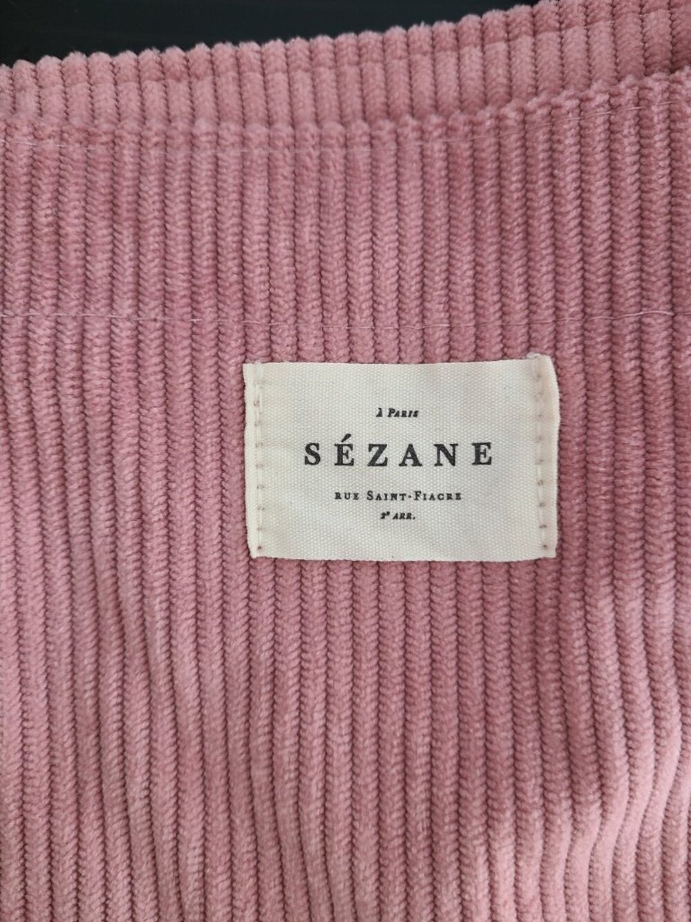 Sezane Pink Paris Corduroy Finish Large Tote Bag View 5
